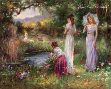 Chicas de bellezas de jardín Pinturas al óleo